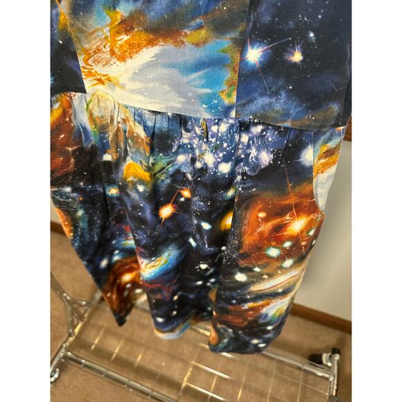 Modcloth Women's Blue Sleeveless Galaxy Universe Skater Dress Size Medium - Picture 4 of 9